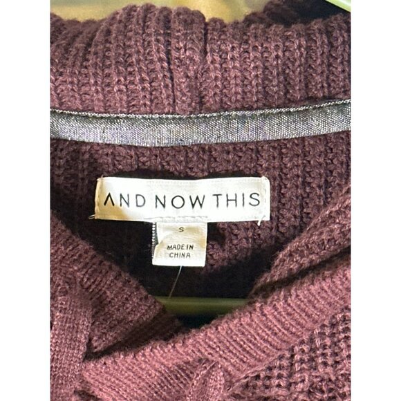 And Now This Mens Ribbed Knit Pullover Hooded Sweater, Merlot, Size S, NWT - Picture 3 of 5